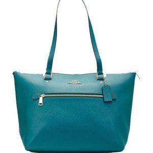 Coach Gallery Crossgrain Leather Tote Teal